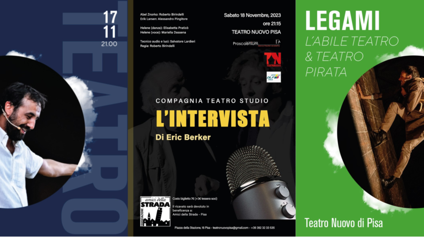 Gli appuntamenti del fine settimana (17, 18, 19 novembre) al Teatro Nuovo di Pisa